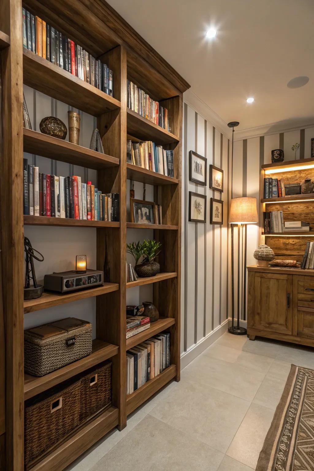 Vertical space utilization keeps the floor area clear.