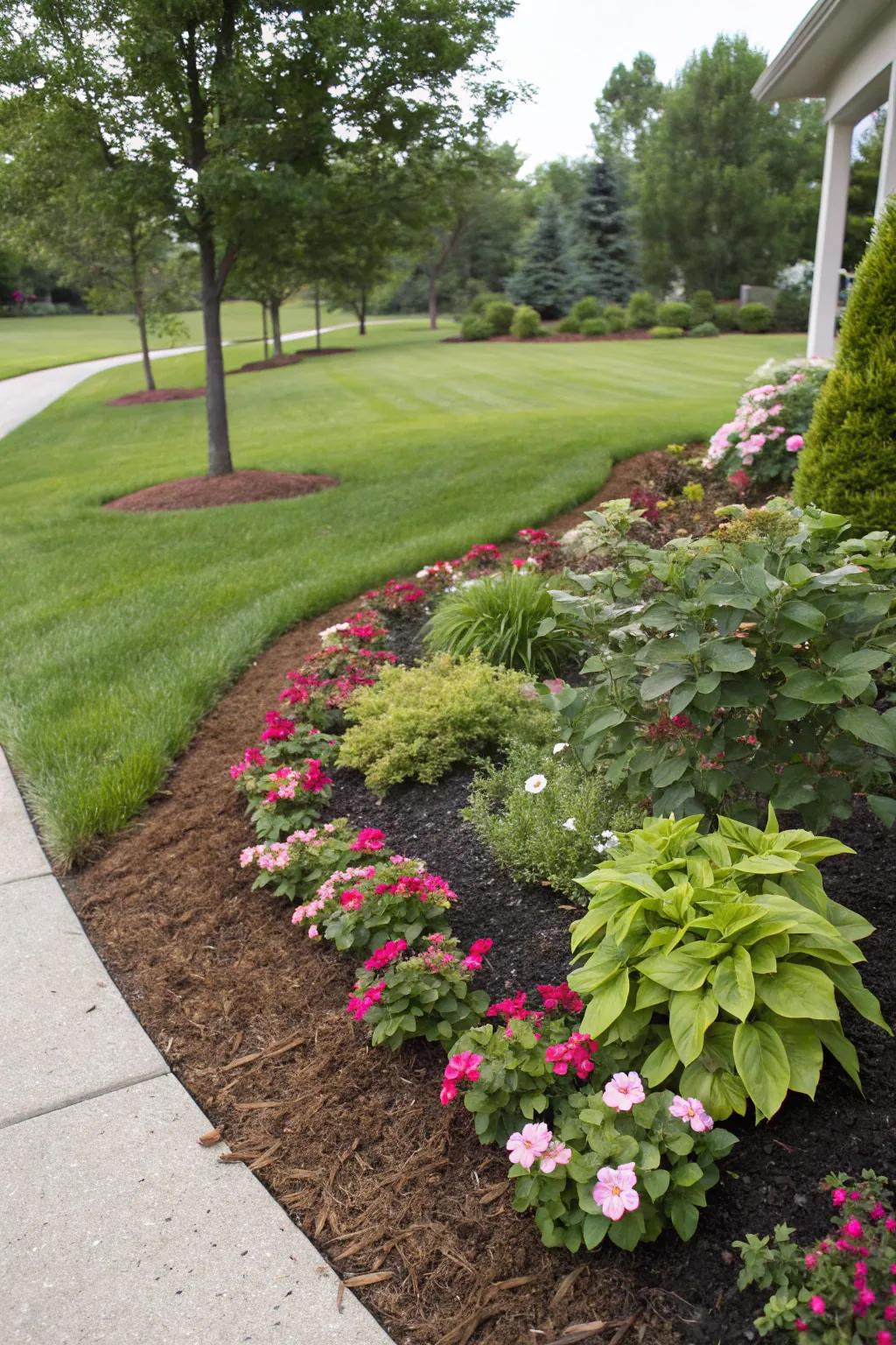 Retain tidiness with a fresh layer of groundcover.