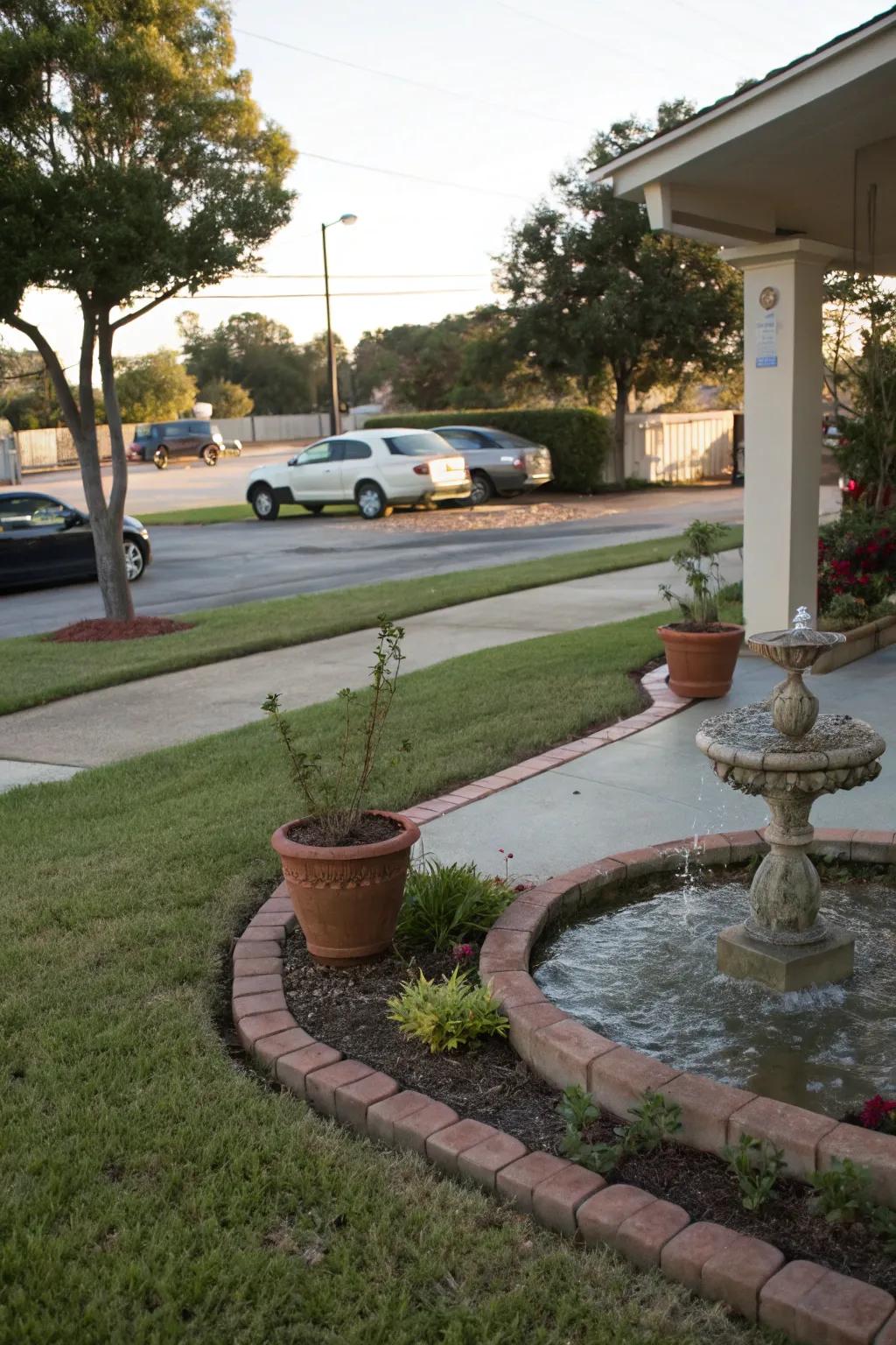 A water feature adds tranquility and charm to your parking space.