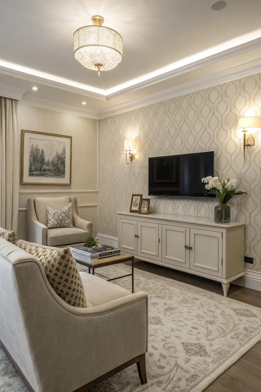 A monochromatic theme adds sophistication and a sense of spaciousness.