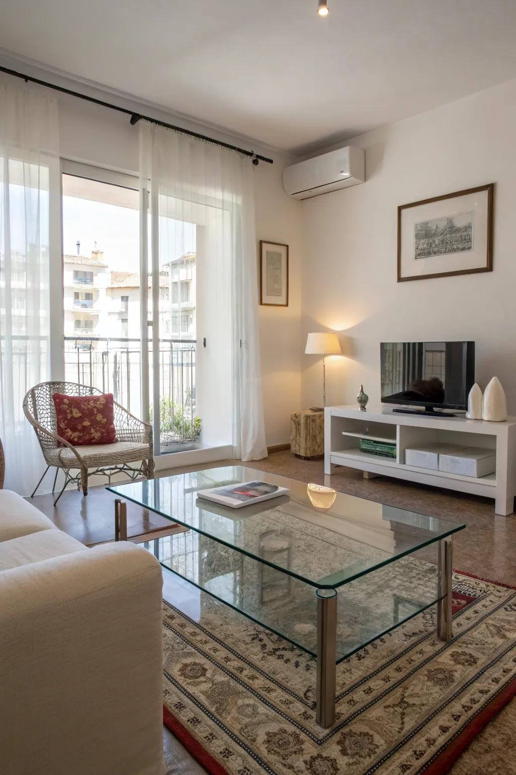 Translucent elements uphold openness.