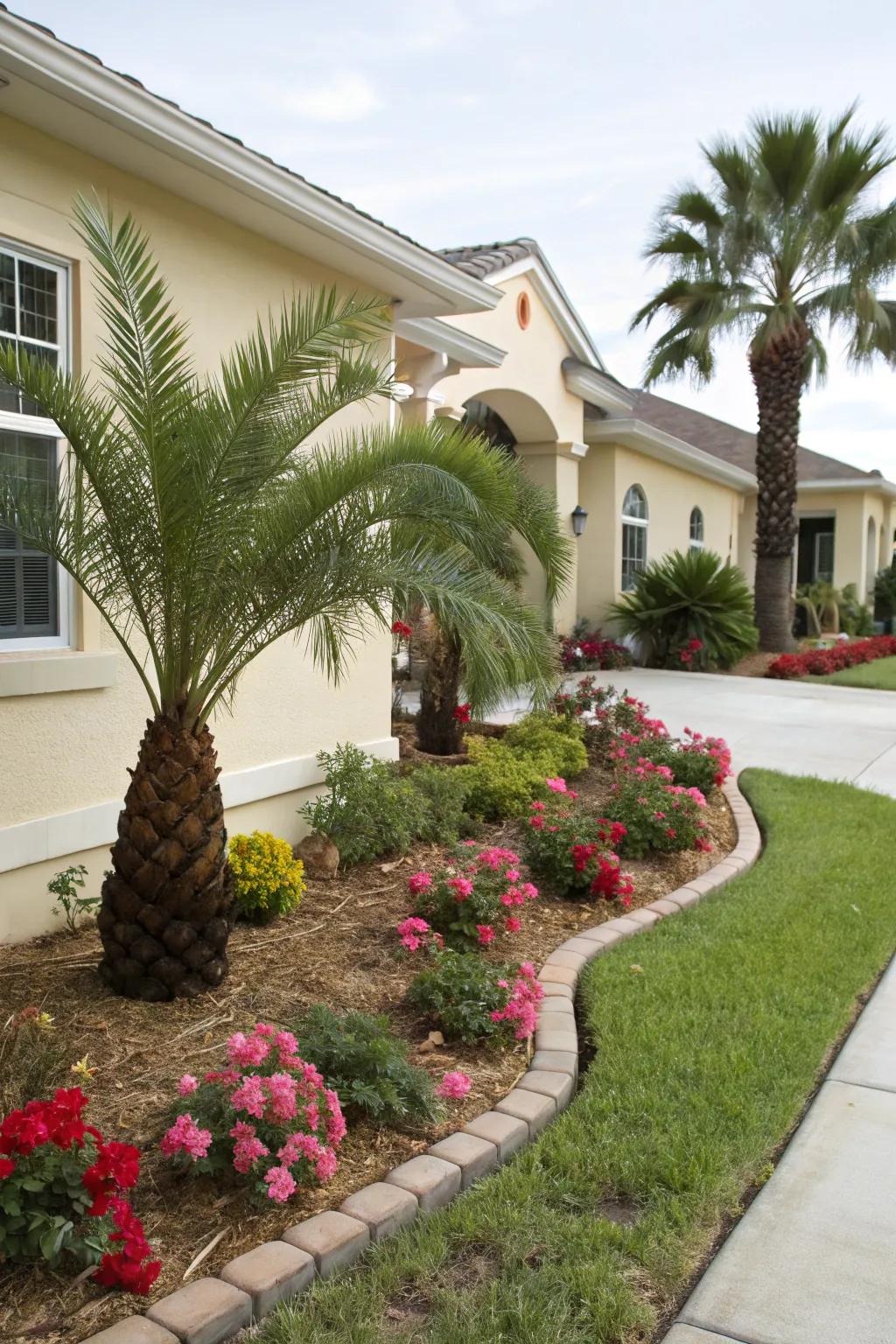 Seasonal flowers bring color and life to your palm landscape.