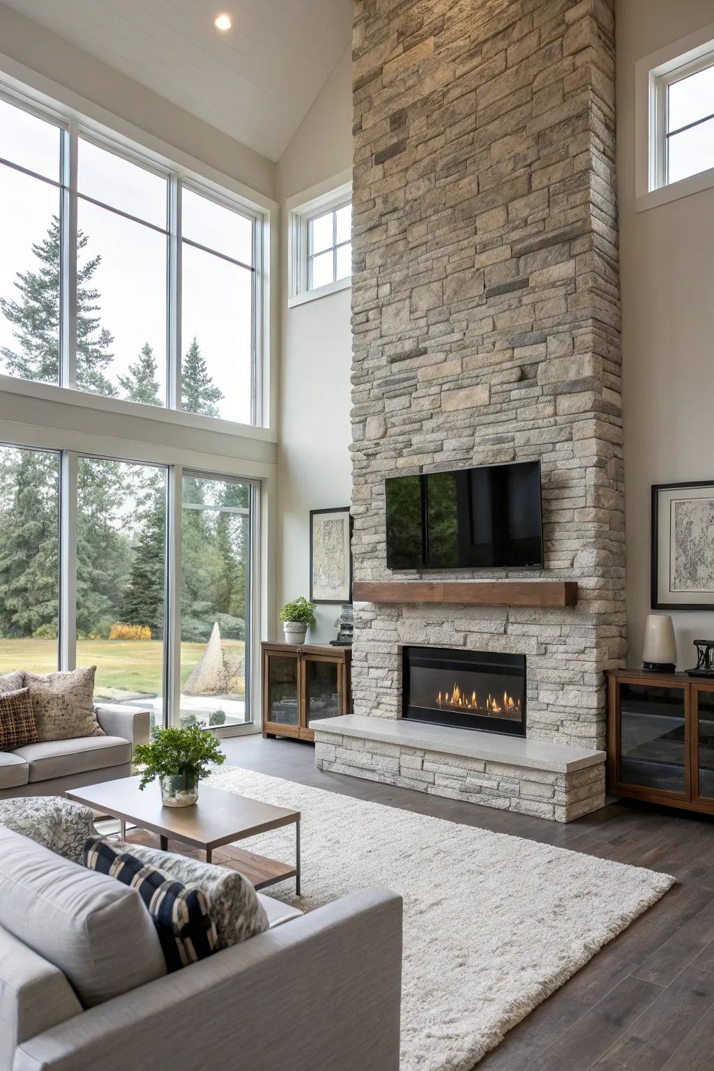 A modern and minimalist take with a mantel-free design.