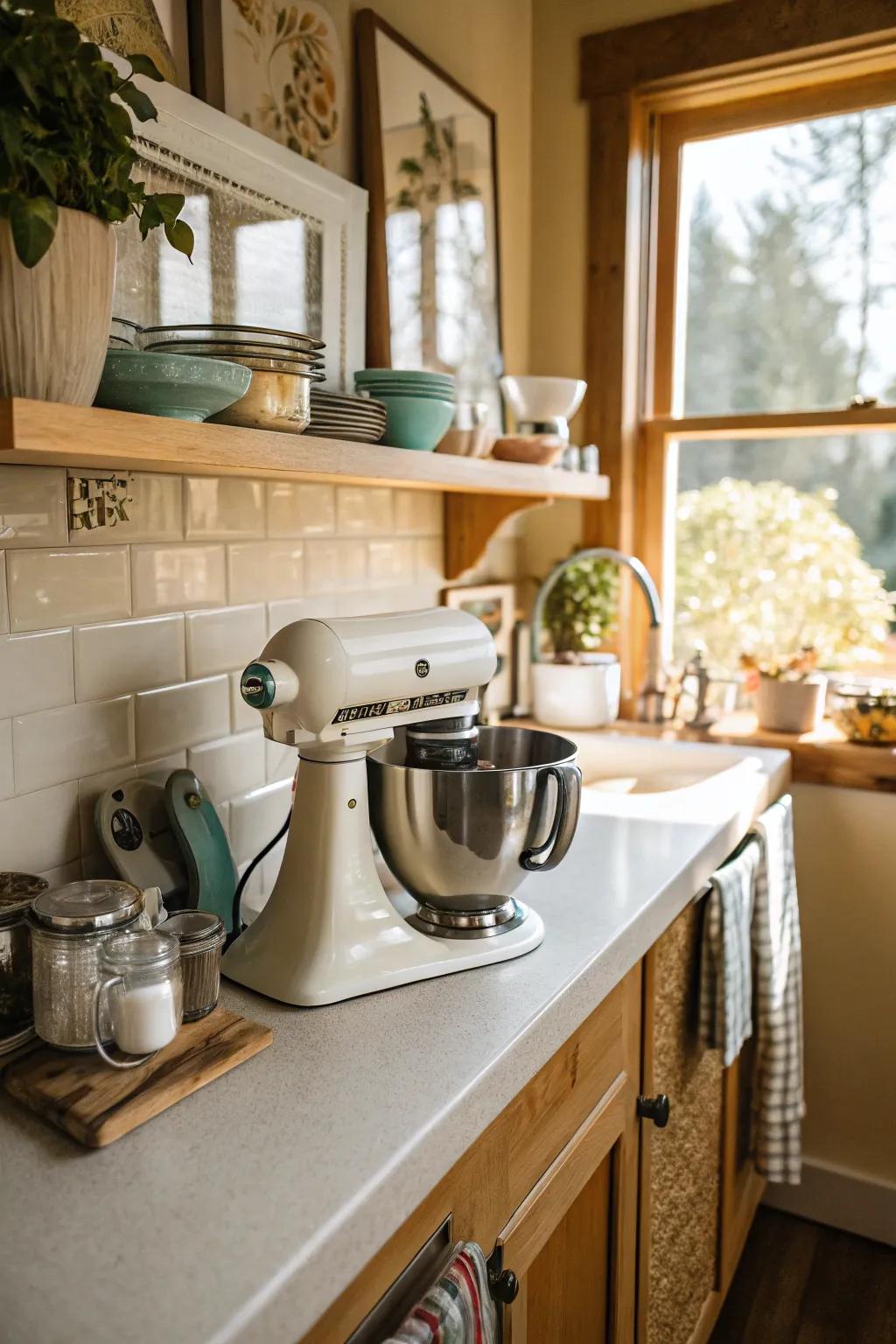 Floating finesse: A shelf that highlights your mixer as a feature piece