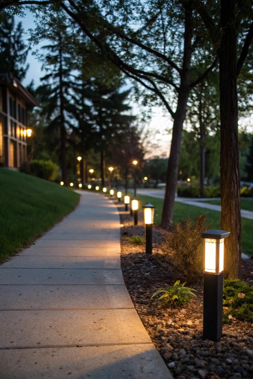 LED path illumination enhances safety and adds a magical atmosphere.