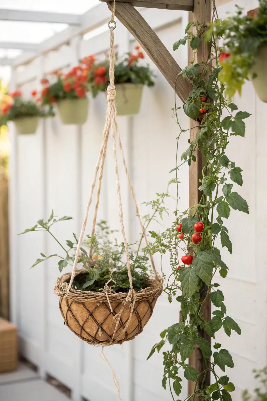Elevate your garden with a touch of Scandinavian charm and boho flair: where tomatoes meet wildflowers in a beautiful dance of nature.