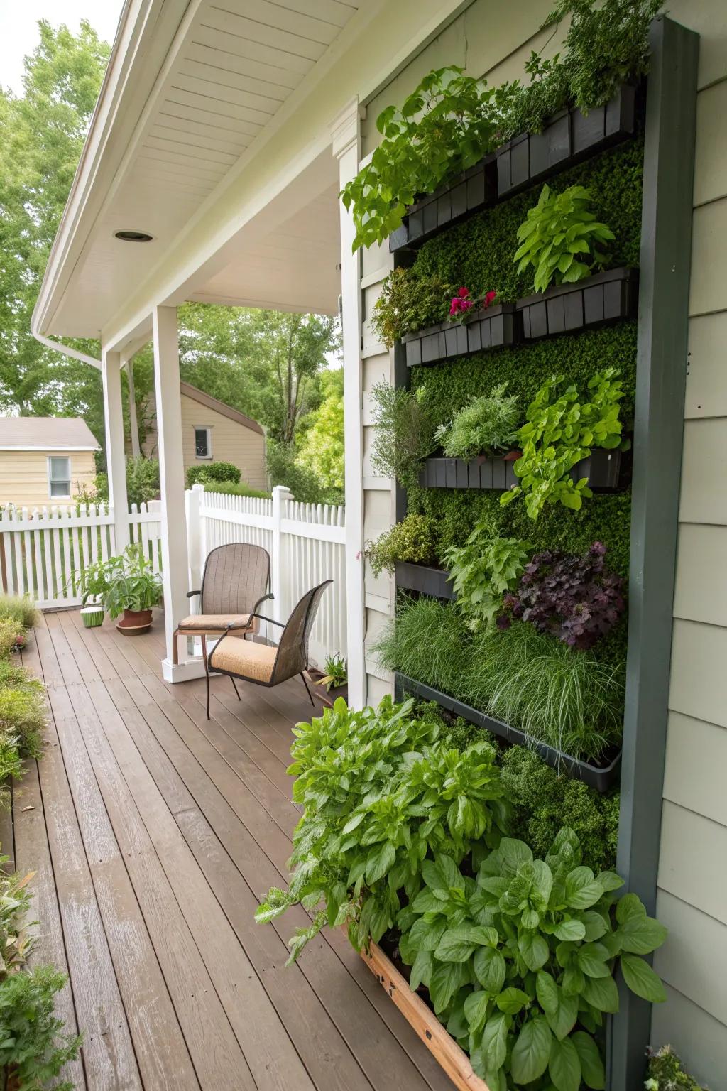 A fragrant plant wall is both functional and visually pleasing.