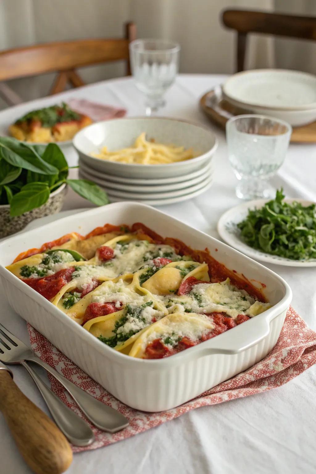 Leafy greens and creamy cheese stuffed shells, a comforting family favorite.