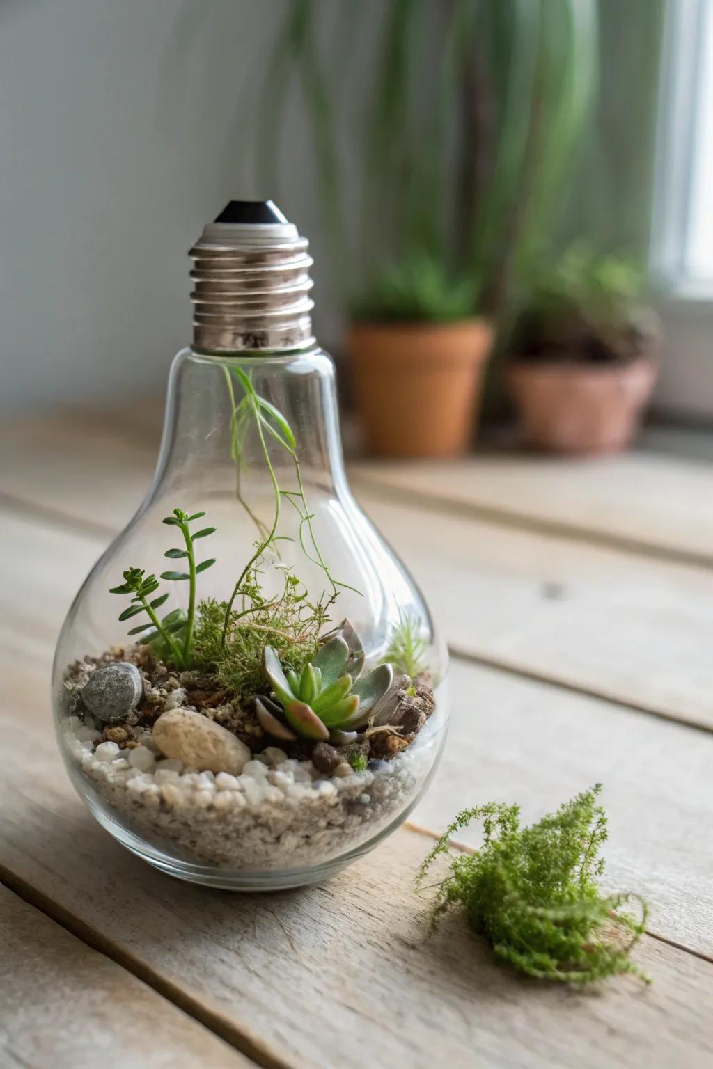 Breathe new life into old light bulbs with a chic terrarium creation!