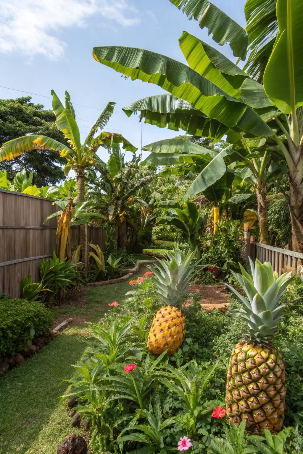 Edible tropical flora contributing both allure and bounty to the garden.