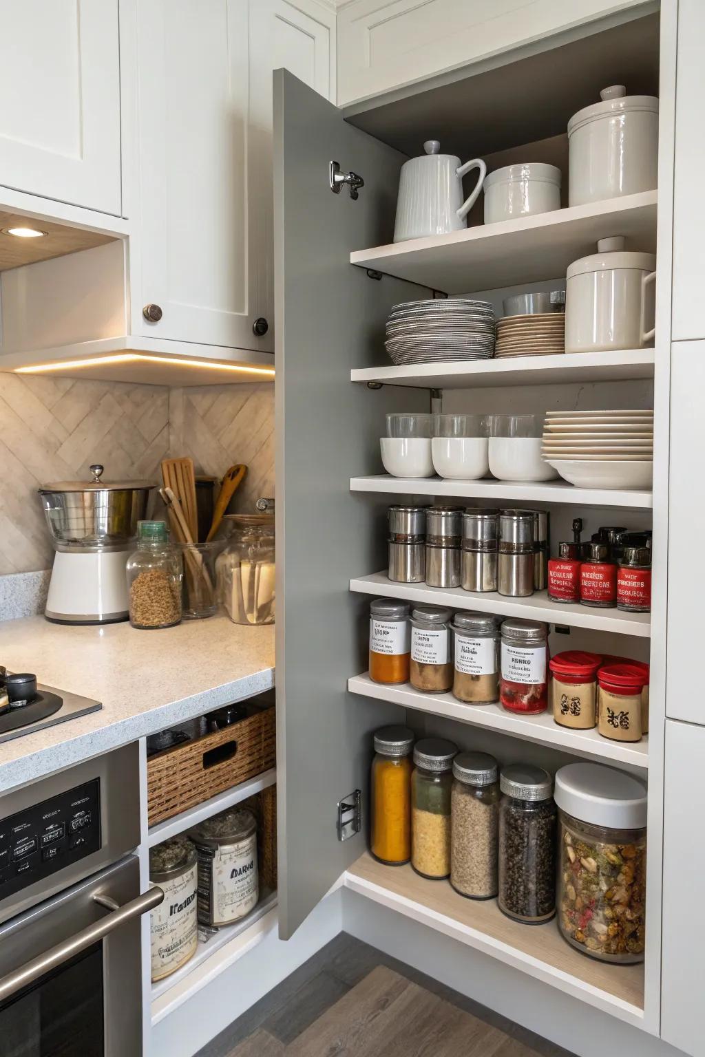 Bespoke shelving optimizes capacity and functionality.