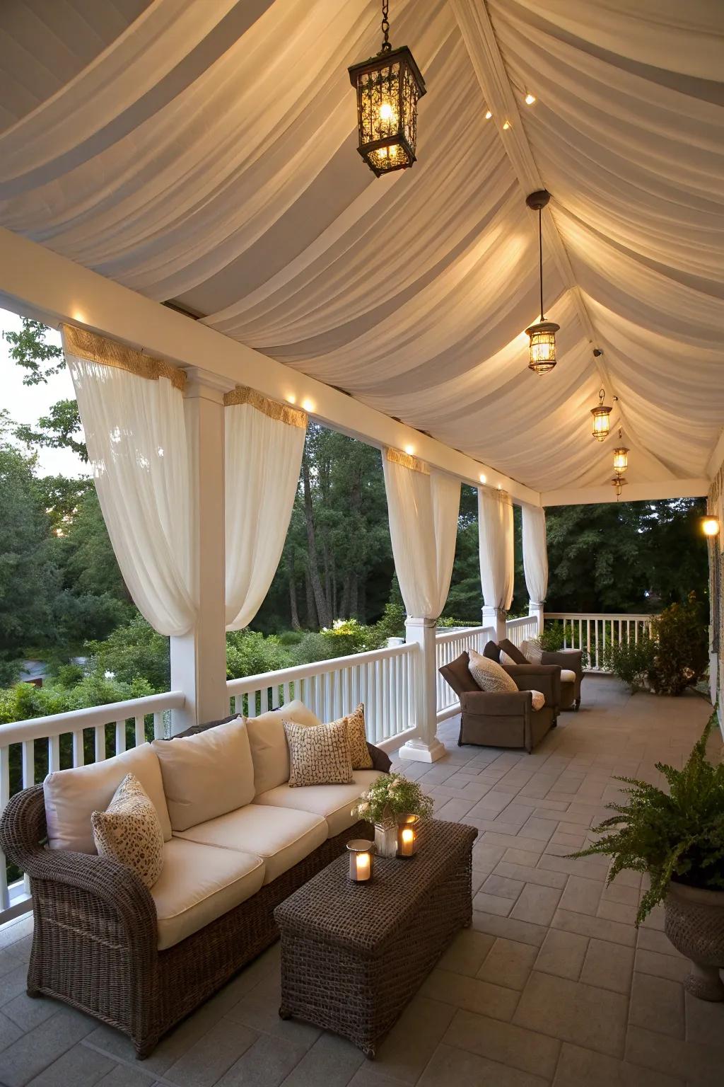 Create a breezy vibe with fabric accents.