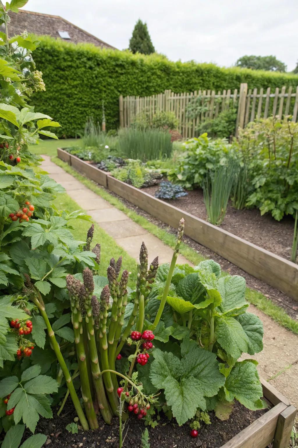 A focused plot for staple favorites like asparagus and strawberries.