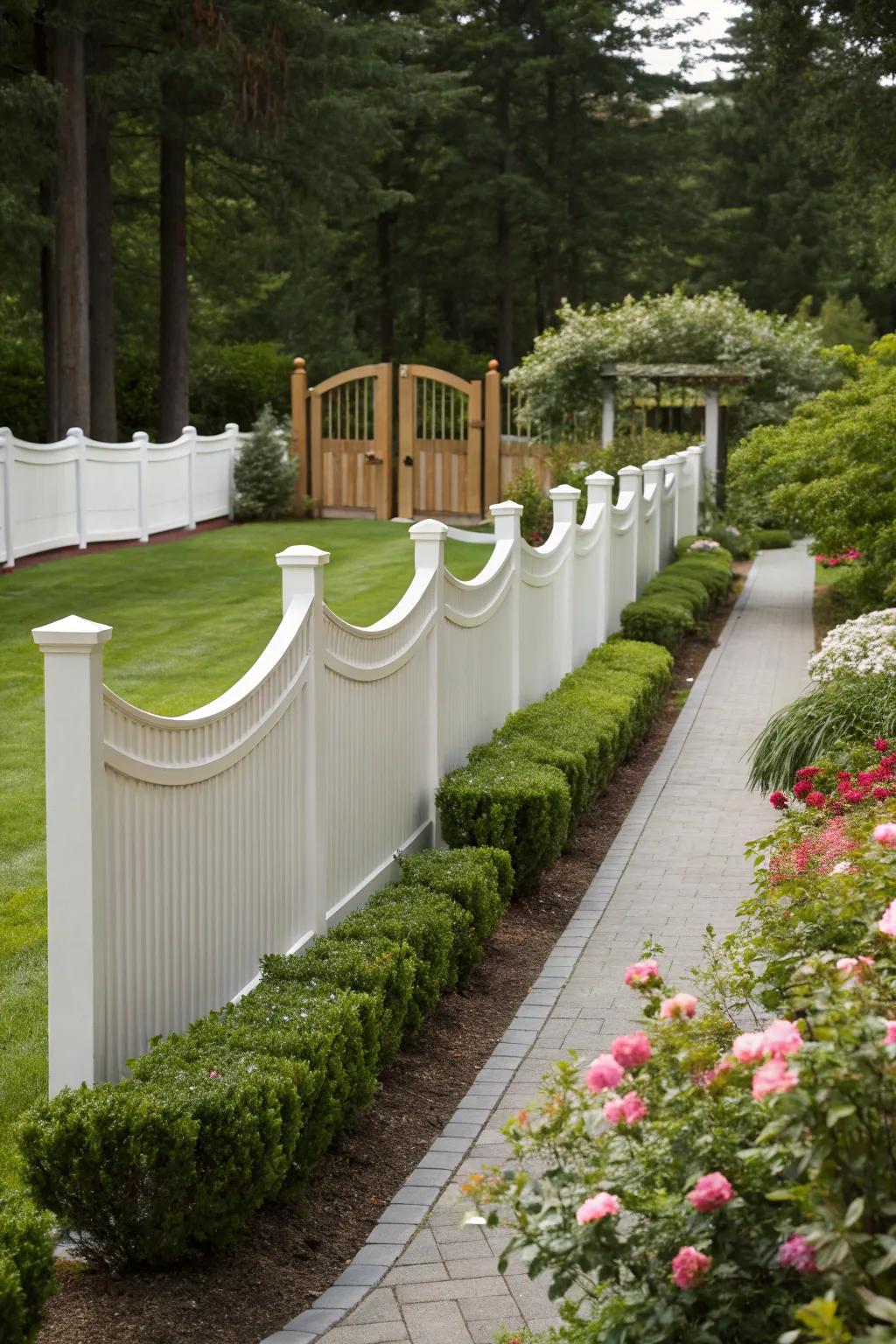 Curved panels for elegant fencing.