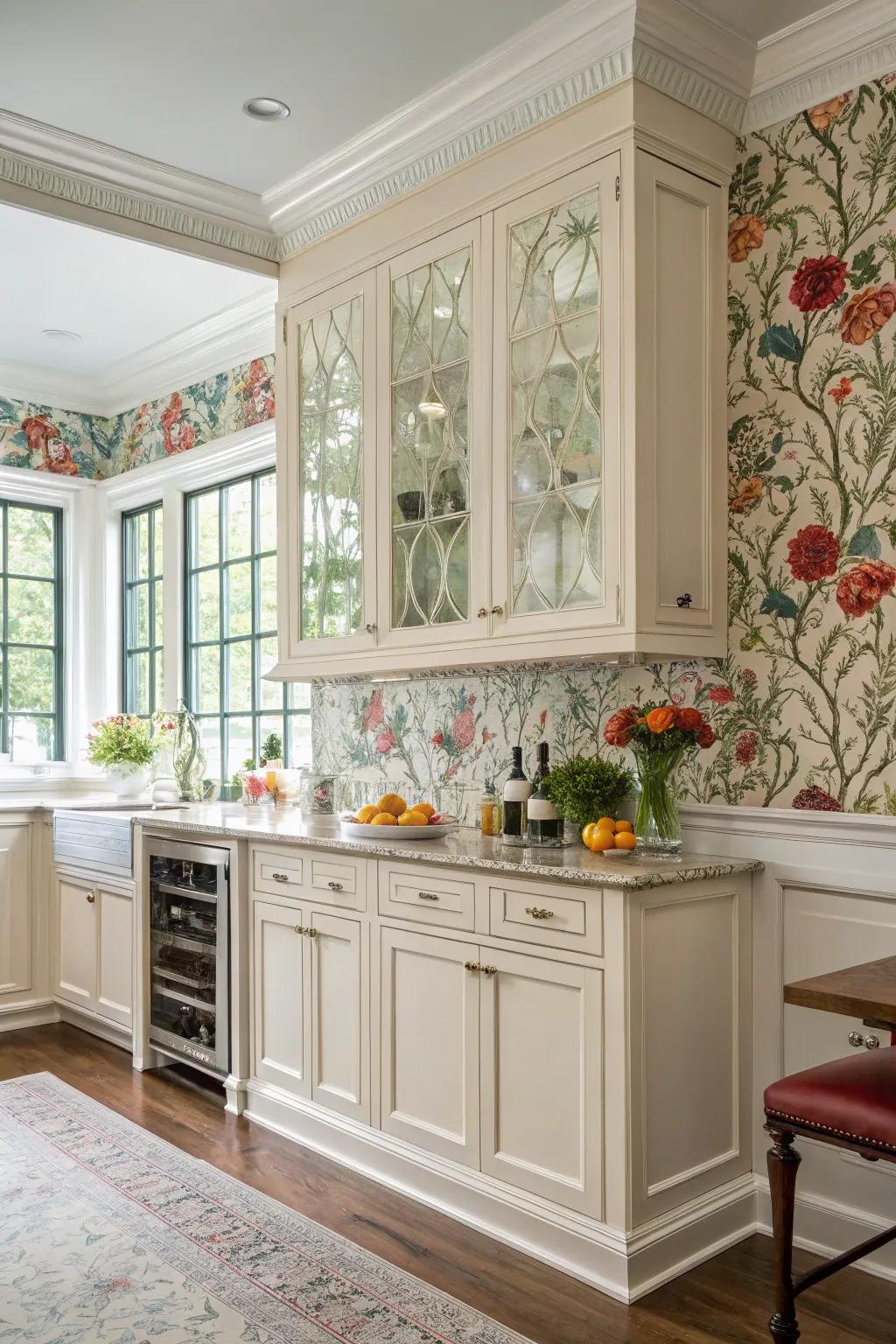 Combine textures with wainscoting and wallpaper for a dynamic look
