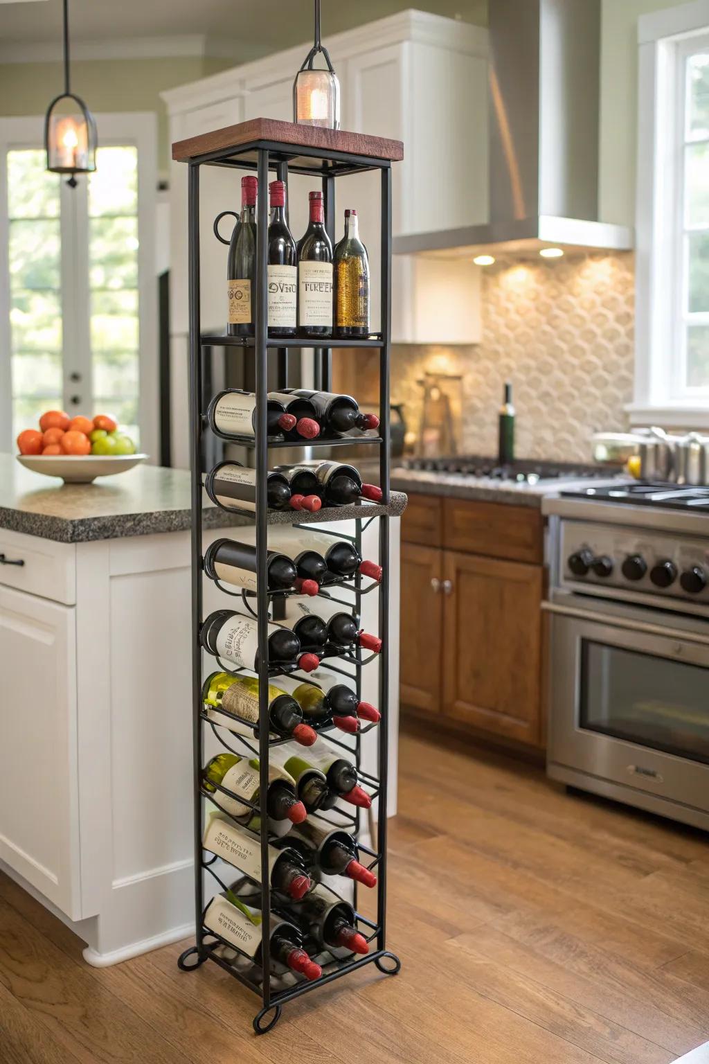 Freestanding wine towers provide versatility and style.