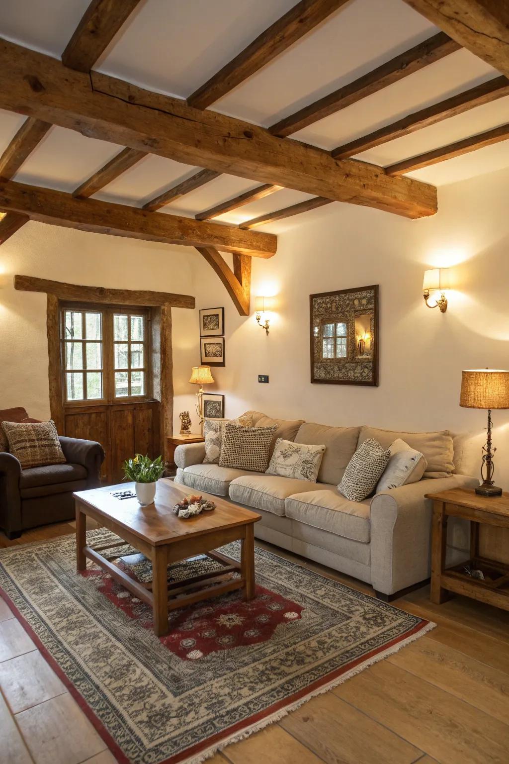 Atypical beam placement injecting character into a living area.