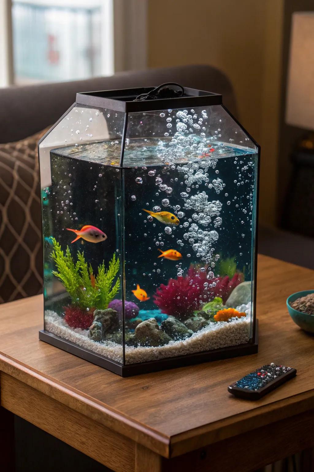 Bring playfulness to your aquarium using bubbles.
