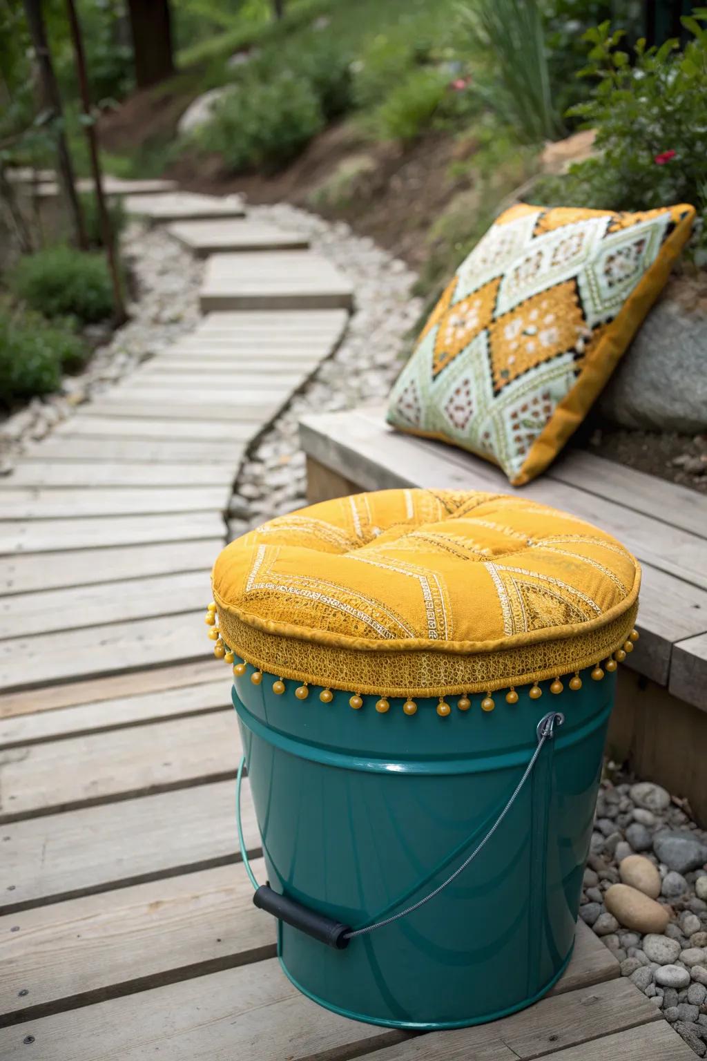 Transform your garden with this chic upcycled bucket seat—where Scandinavian simplicity meets boho flair!