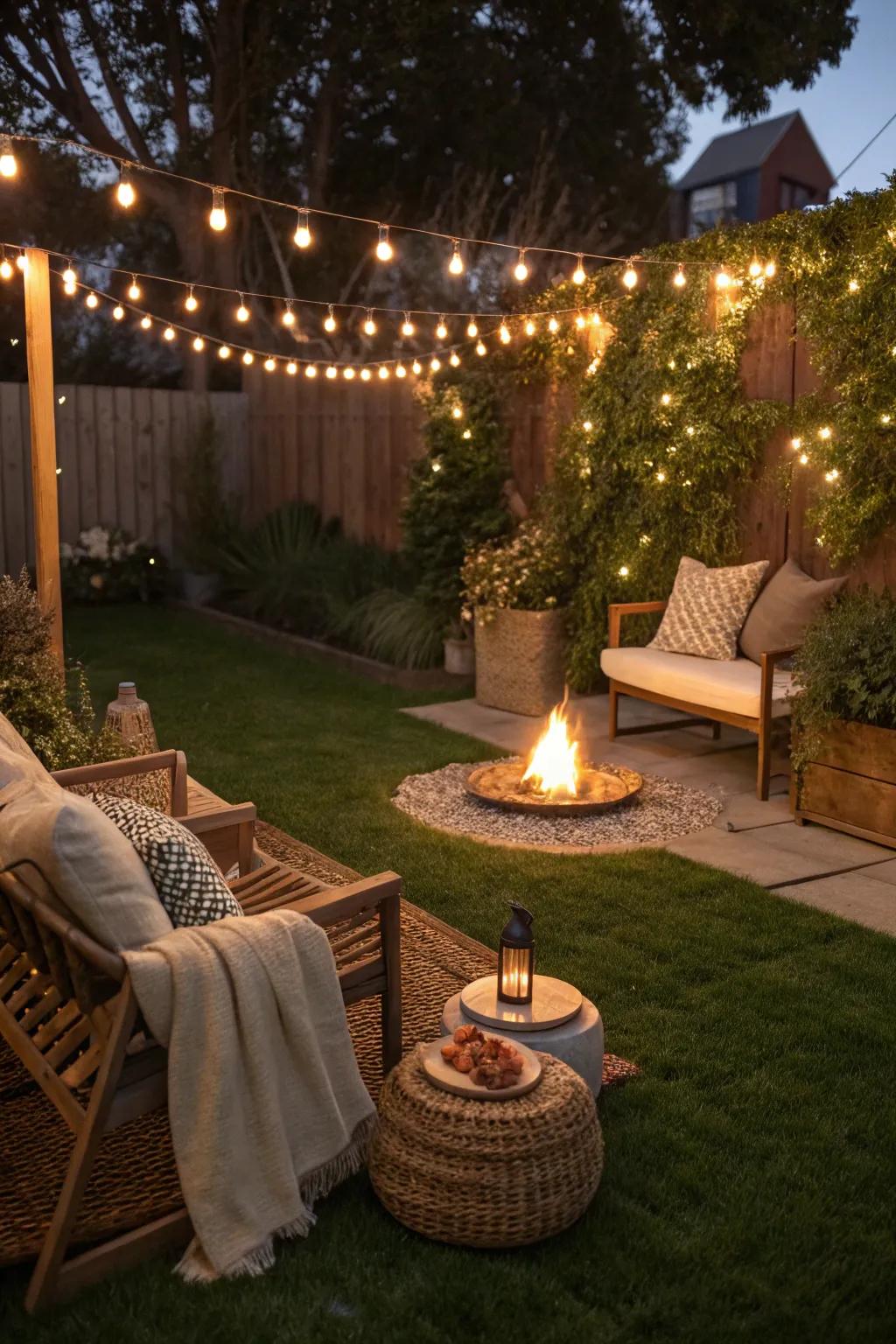 Unwind within a serene garden space showing artificial turf.