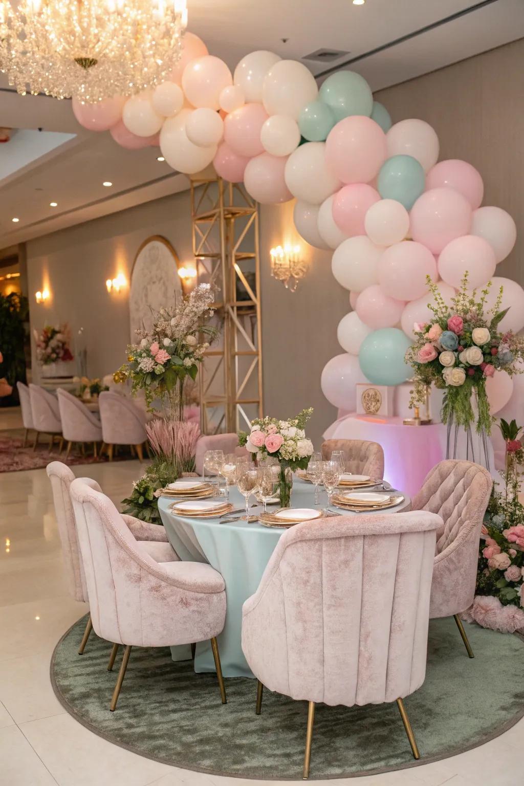 Themed seating arrangement matching the baby shower decor.