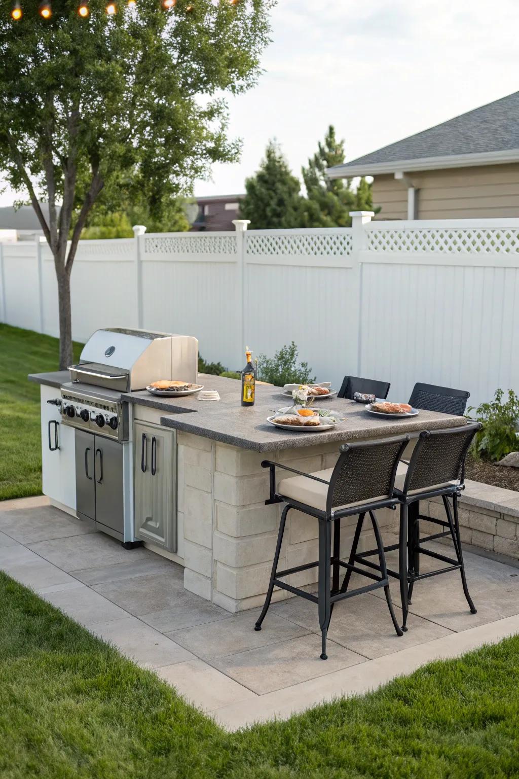A multi-functional island optimizes your BBQ area.