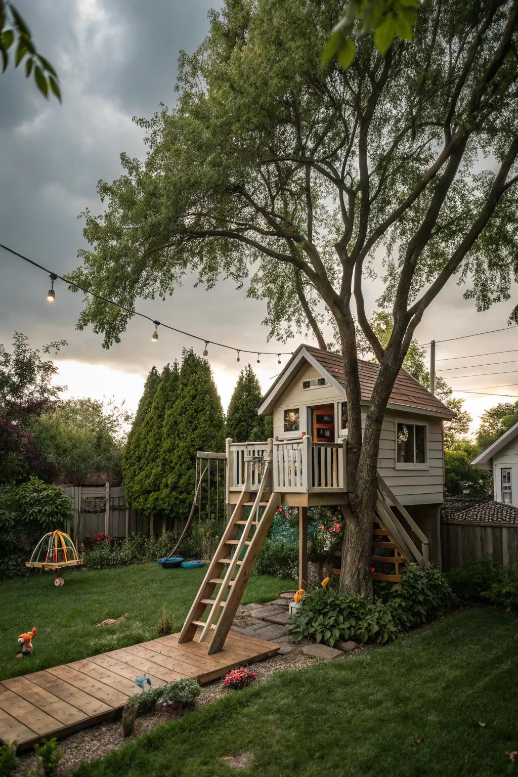 Bring a sense of adventure with an elevated playhouse.