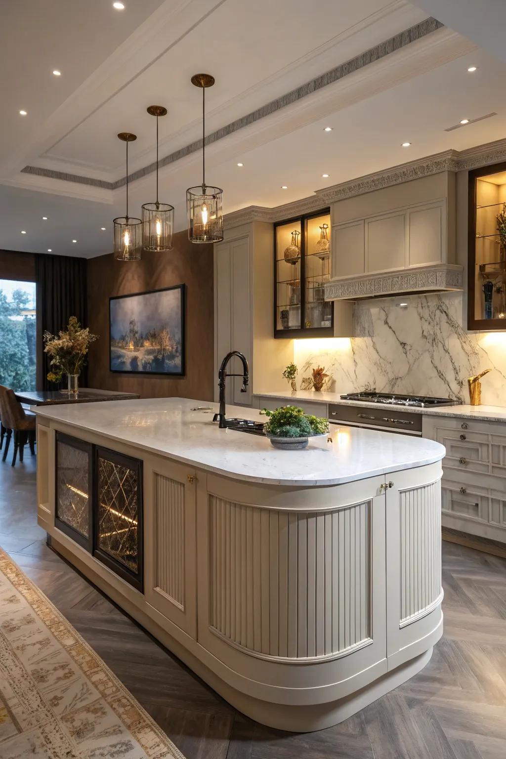 Curves and shapes bring a dynamic and artistic flair to your kitchen.