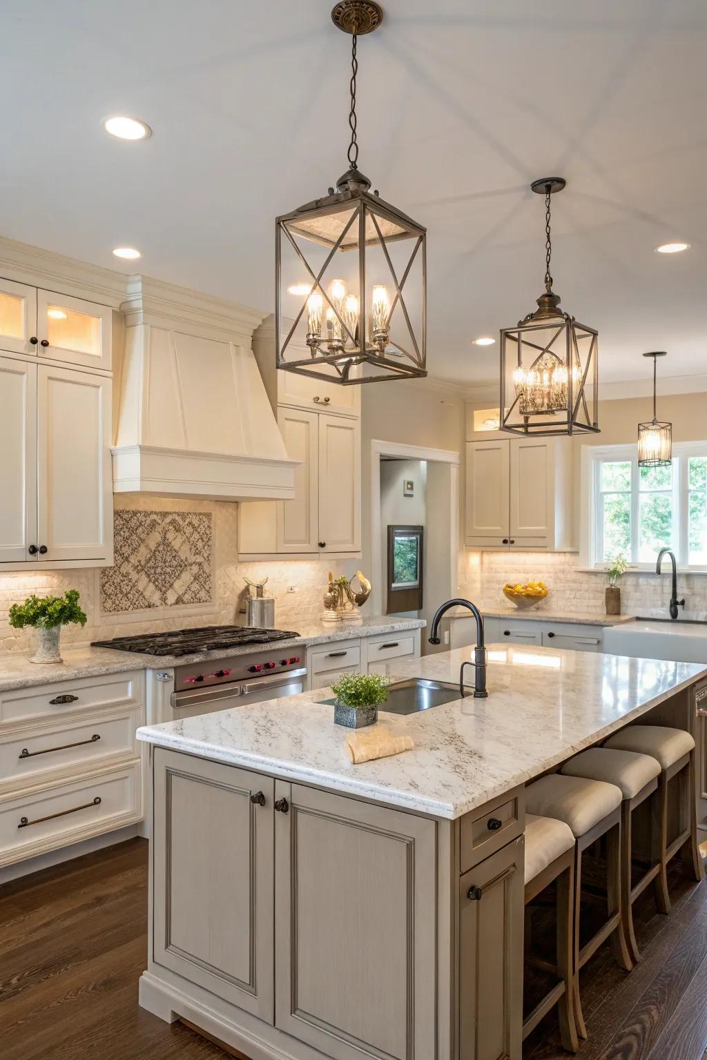Symmetry in design factors boosts the kitchen's harmony.