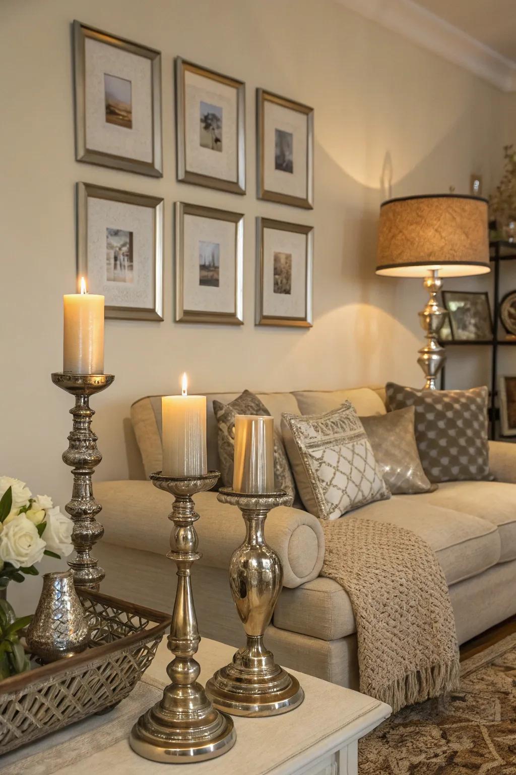 Metallic touches contribute a hint of glamour.