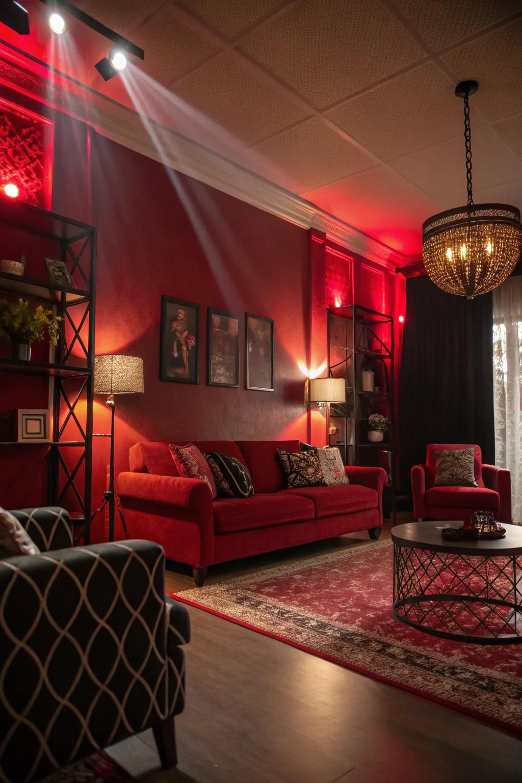 Tiered lighting enriches the atmosphere.