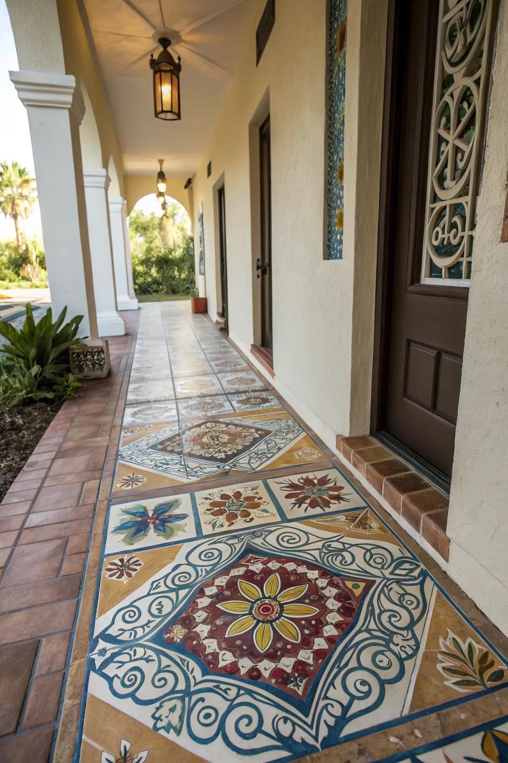 Artisan tiles bringing unique character to the breezeway.