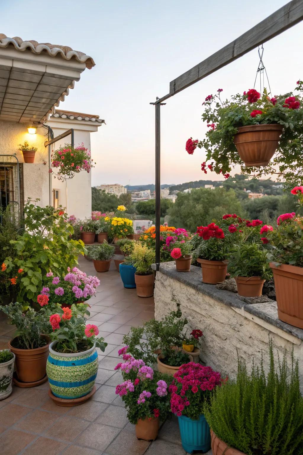Pot gardening brings lots of color to patios.