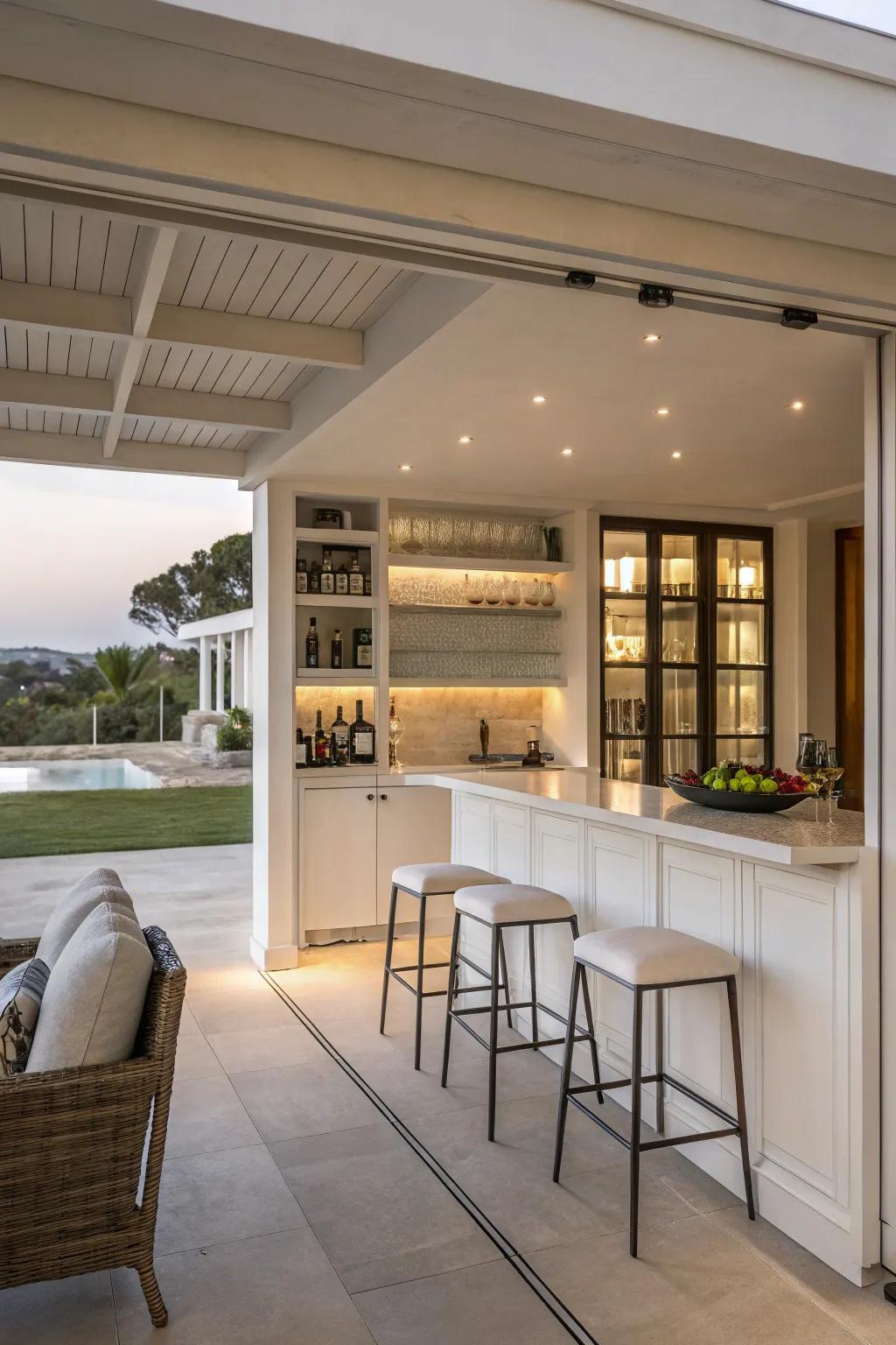 A minimalist bar exudes elegance through simplicity and quality.