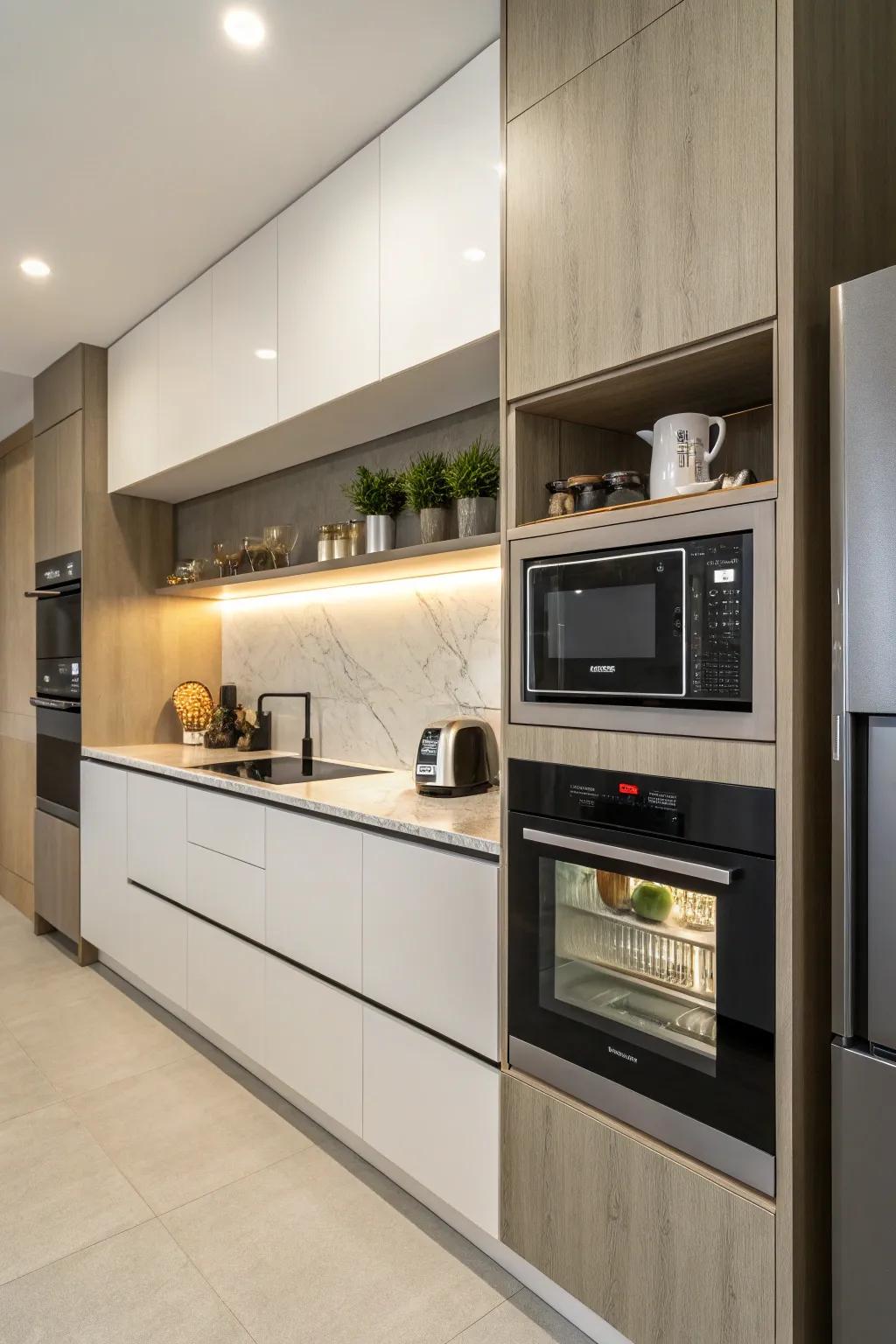 A cooker cleverly snuggled in a wall recess for a distinctive look.