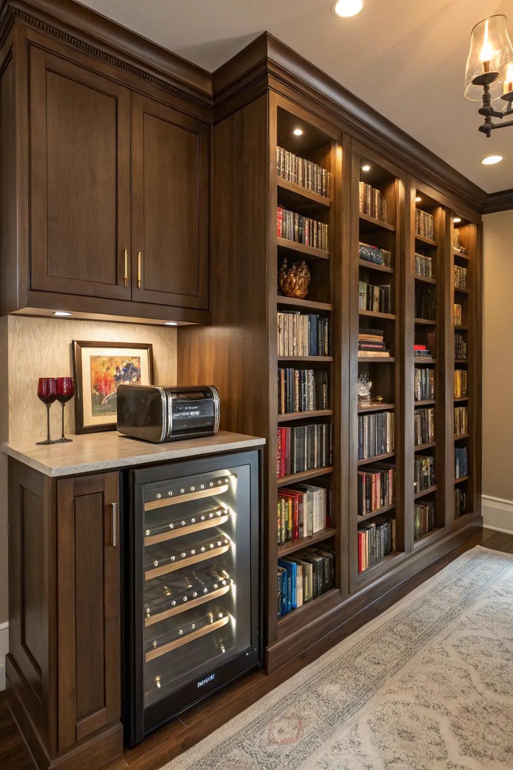 Combine your love for books and beverages with a cooler in your library.