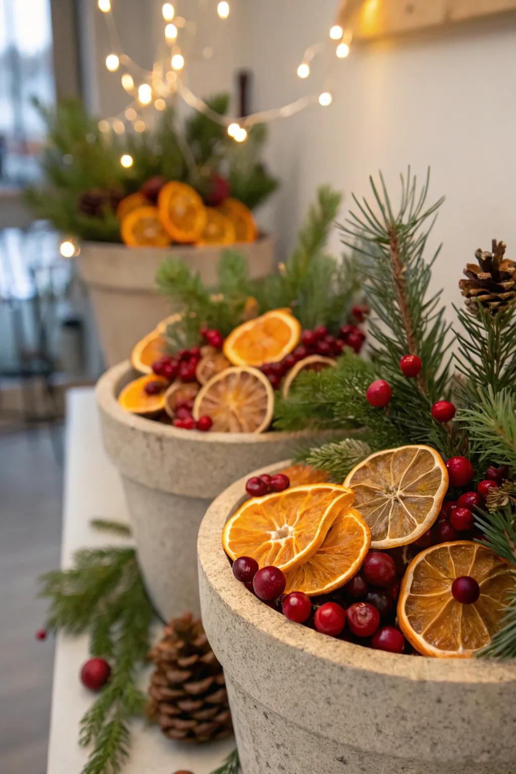 Dried citrus adds a vibrant and traditional touch.