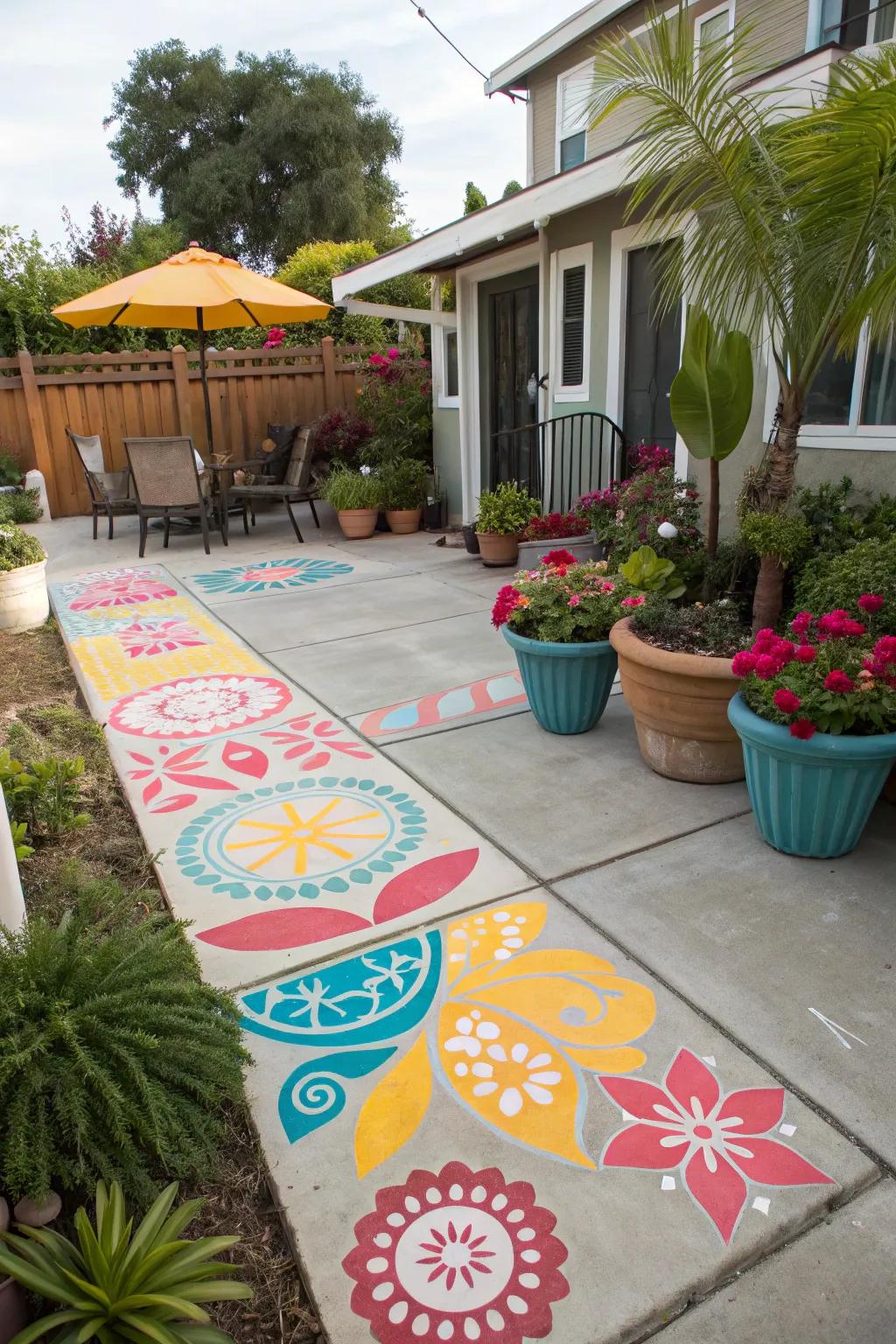 Stencils add a touch of artistry to your patio.