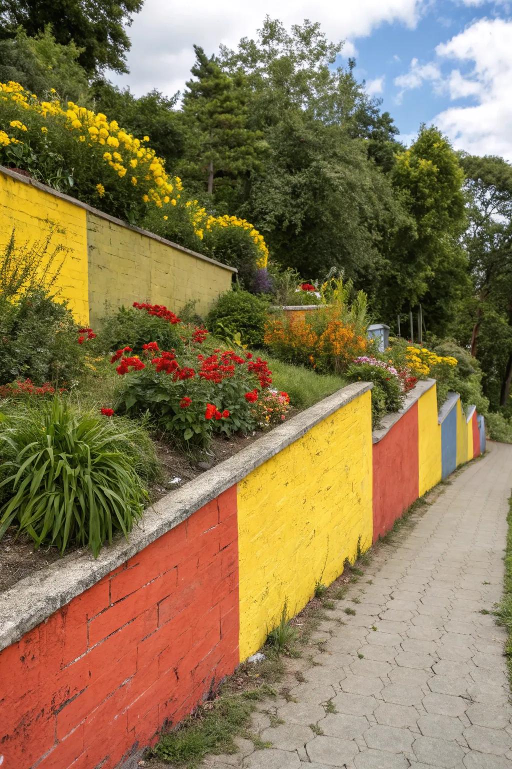 Striking hues render retaining structures stand out beautifully.