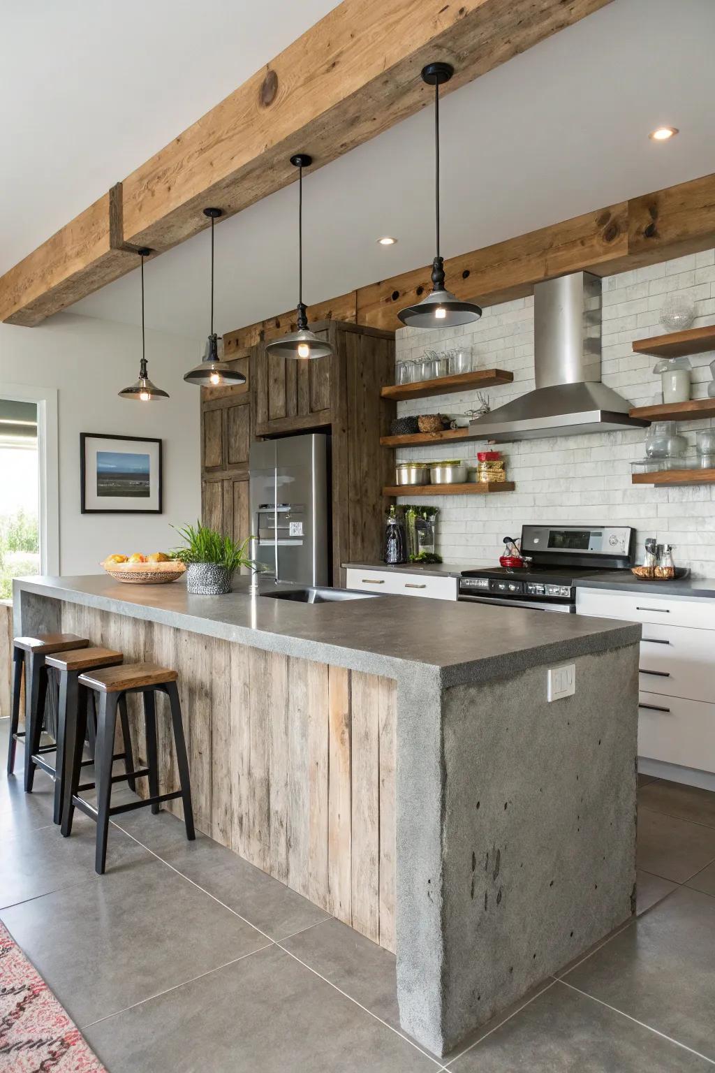 Unexpected materials add a surprising element to kitchen design.