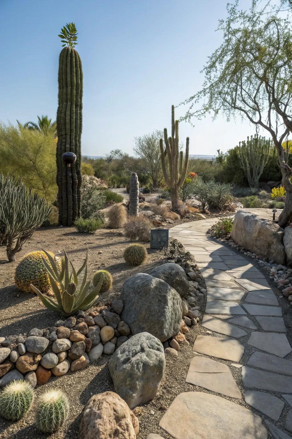 Artistic elements add sophistication to your desert landscape.