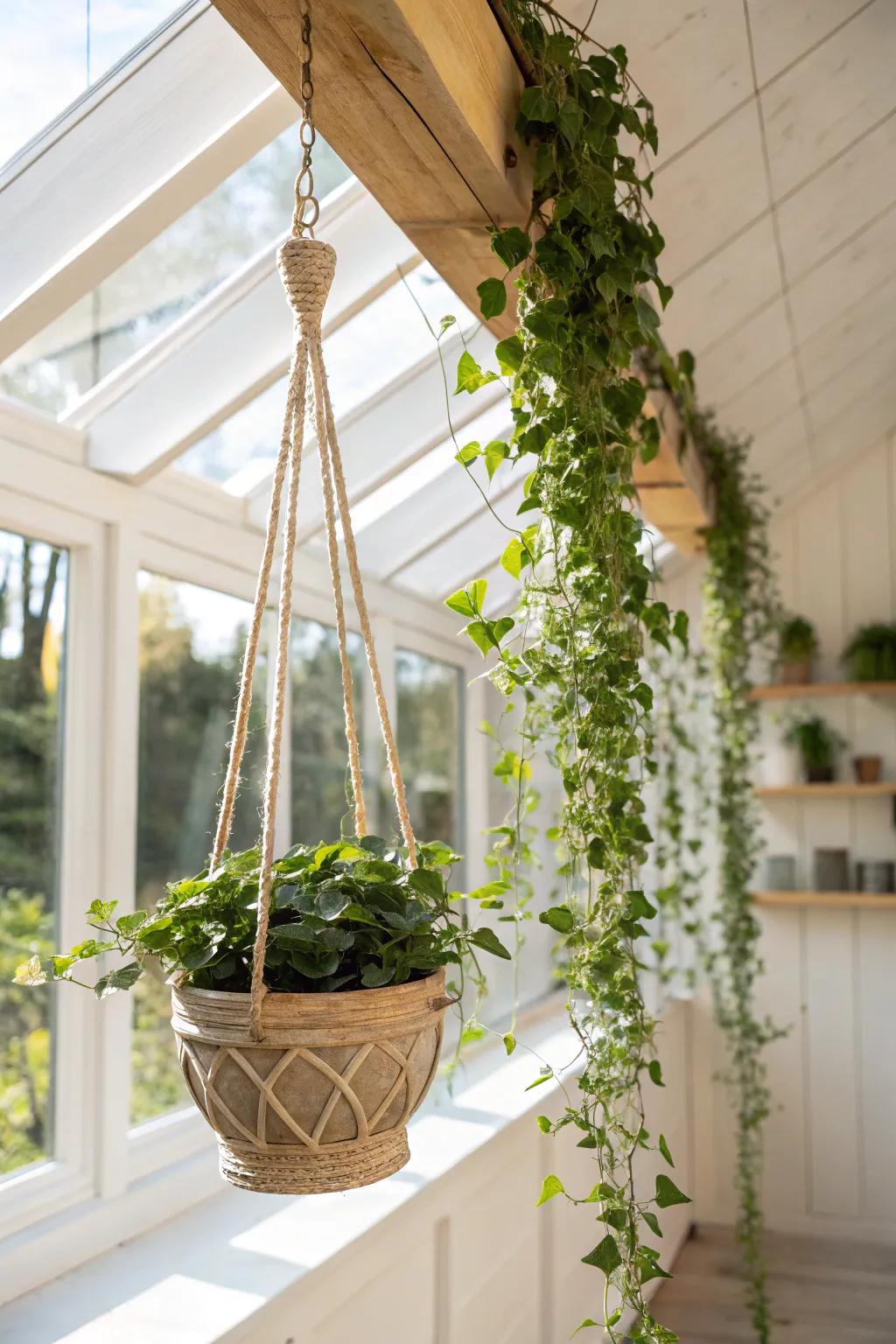 Step into your own green wonderland with a stunning hanging garden oasis.