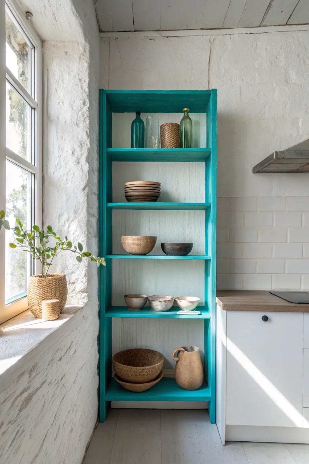 Brighten up your kitchen with a bold splash of turquoise for an unexpected and uplifting twist!