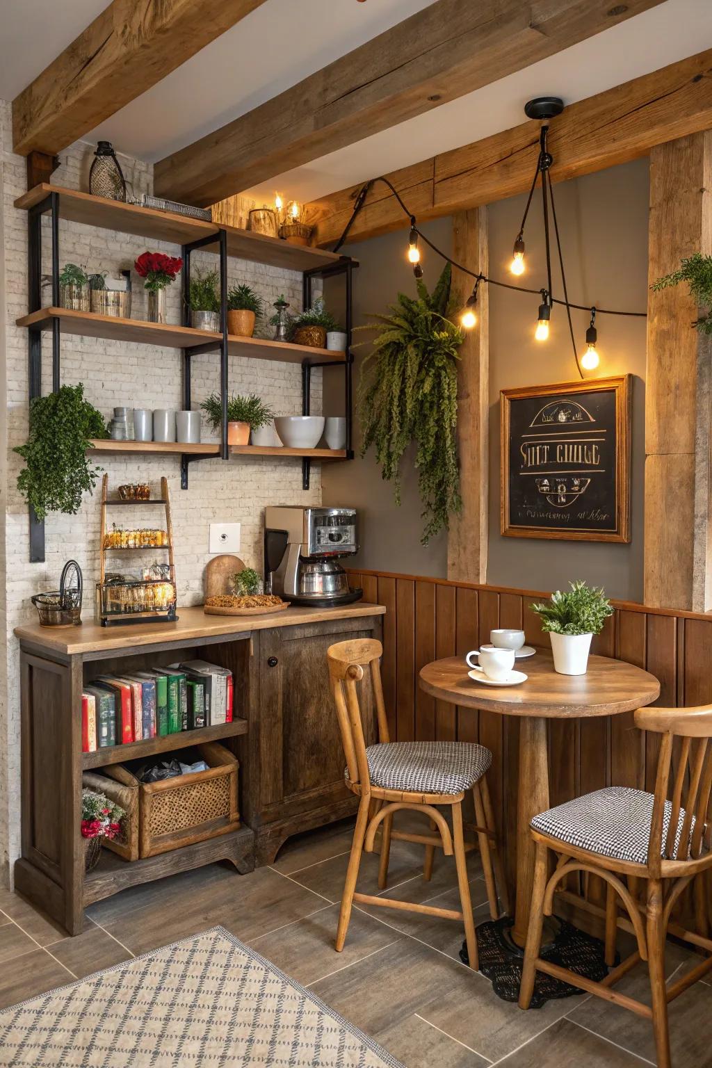 A coffee bar nook adds a charming touch to your mornings.