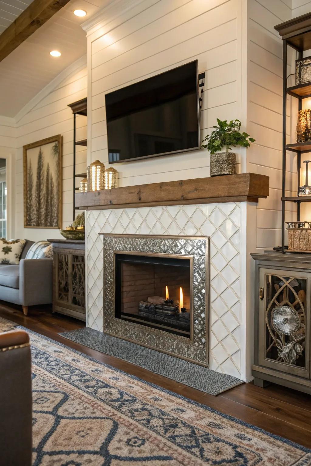 Contrasting materials add visual interest and sophistication.