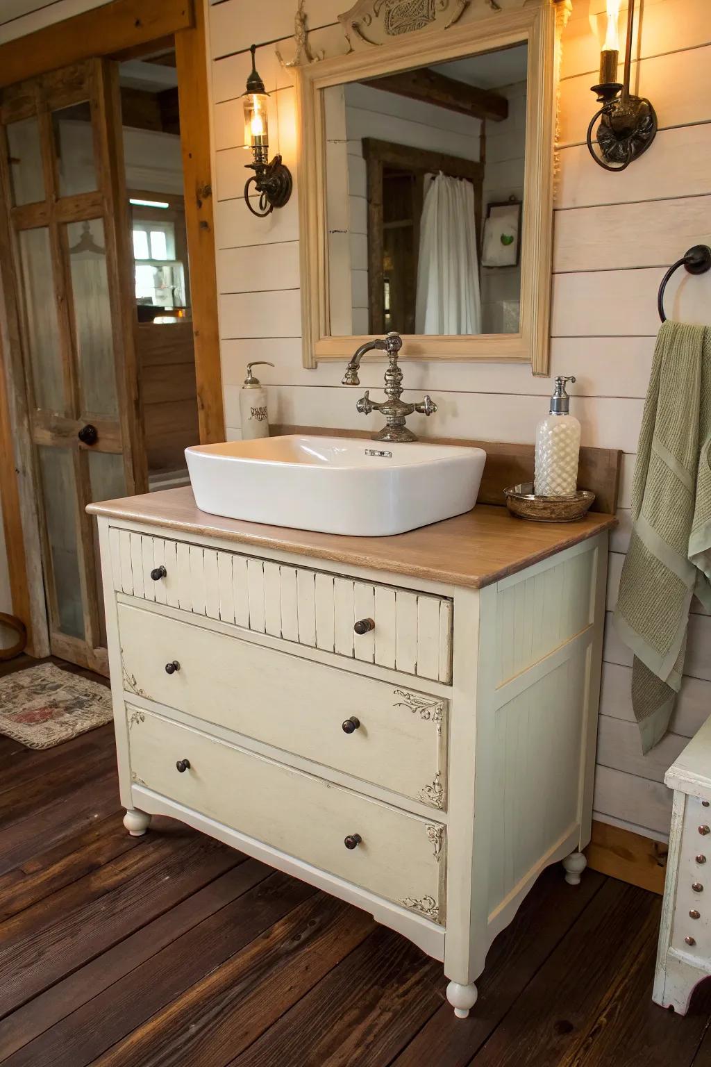 Repurposing vintage items adds character and sustainability.