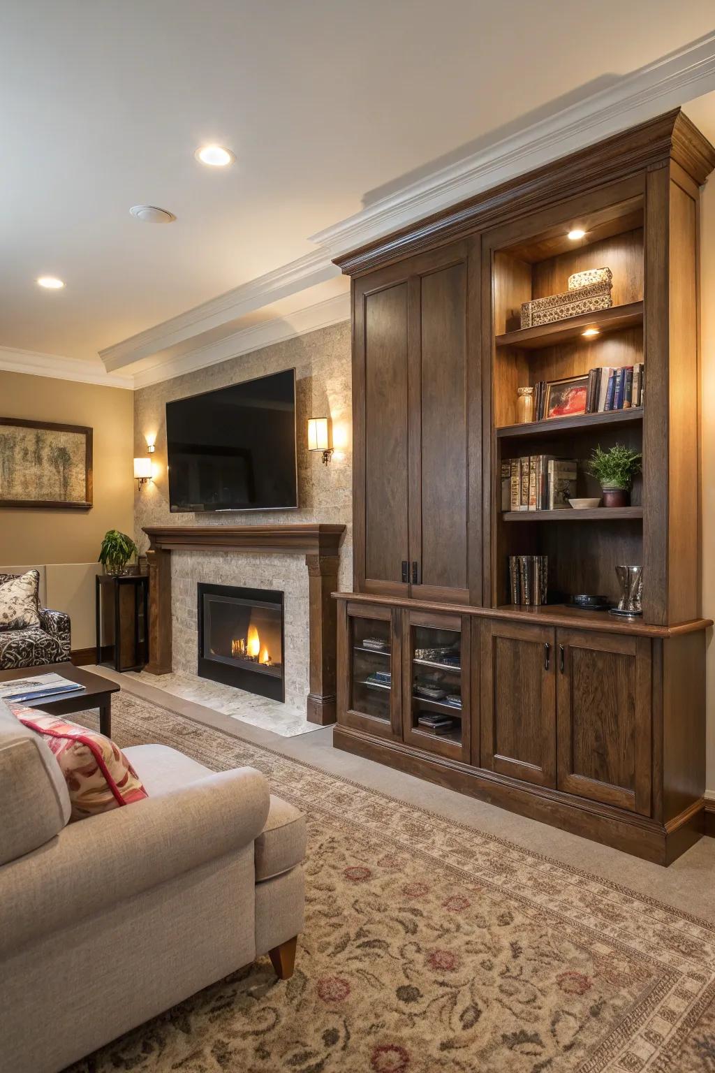 An unexpected twist with a hidden sliding panel adds versatility.