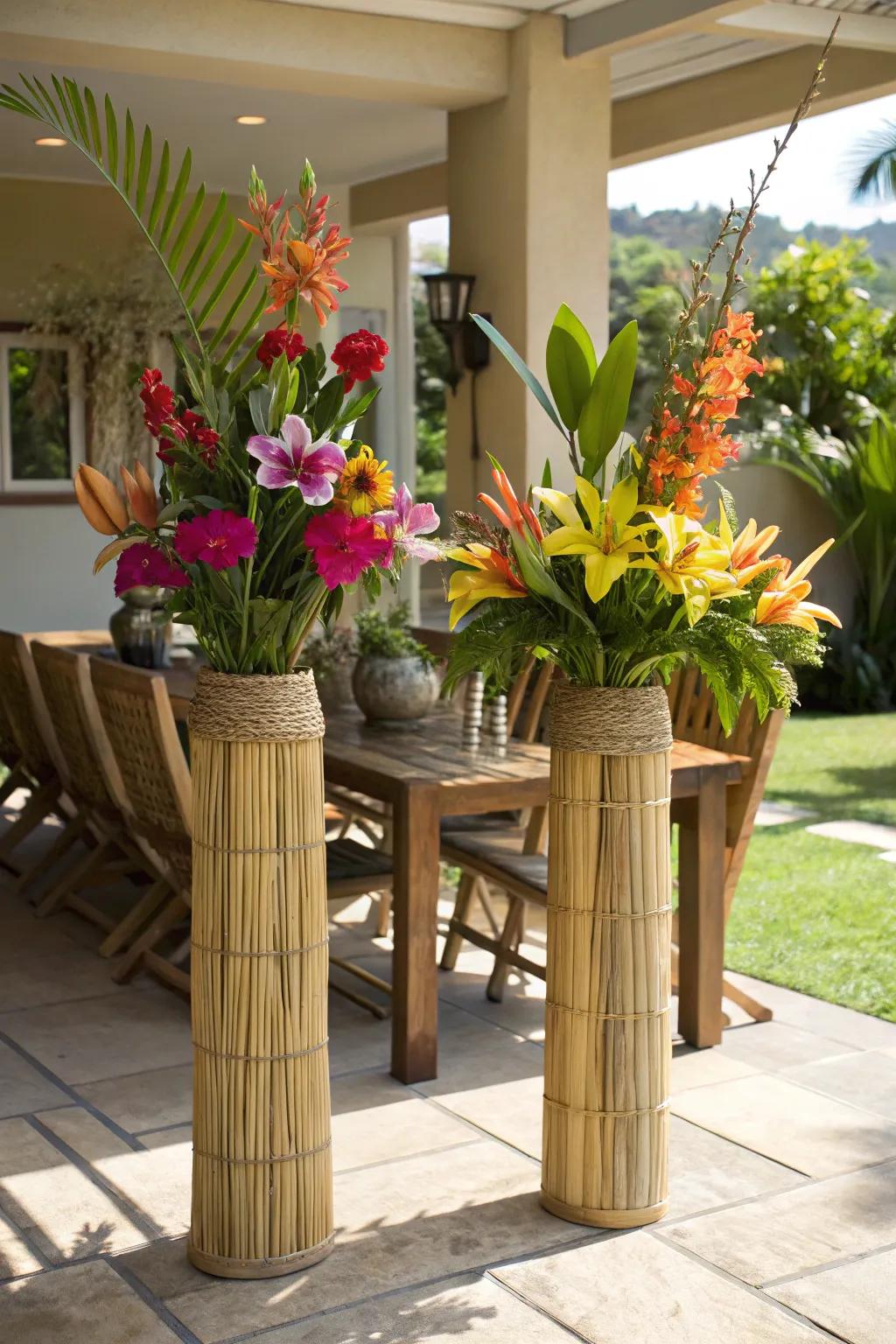 Stylish and sustainable bamboo vases for an eco-friendly touch.