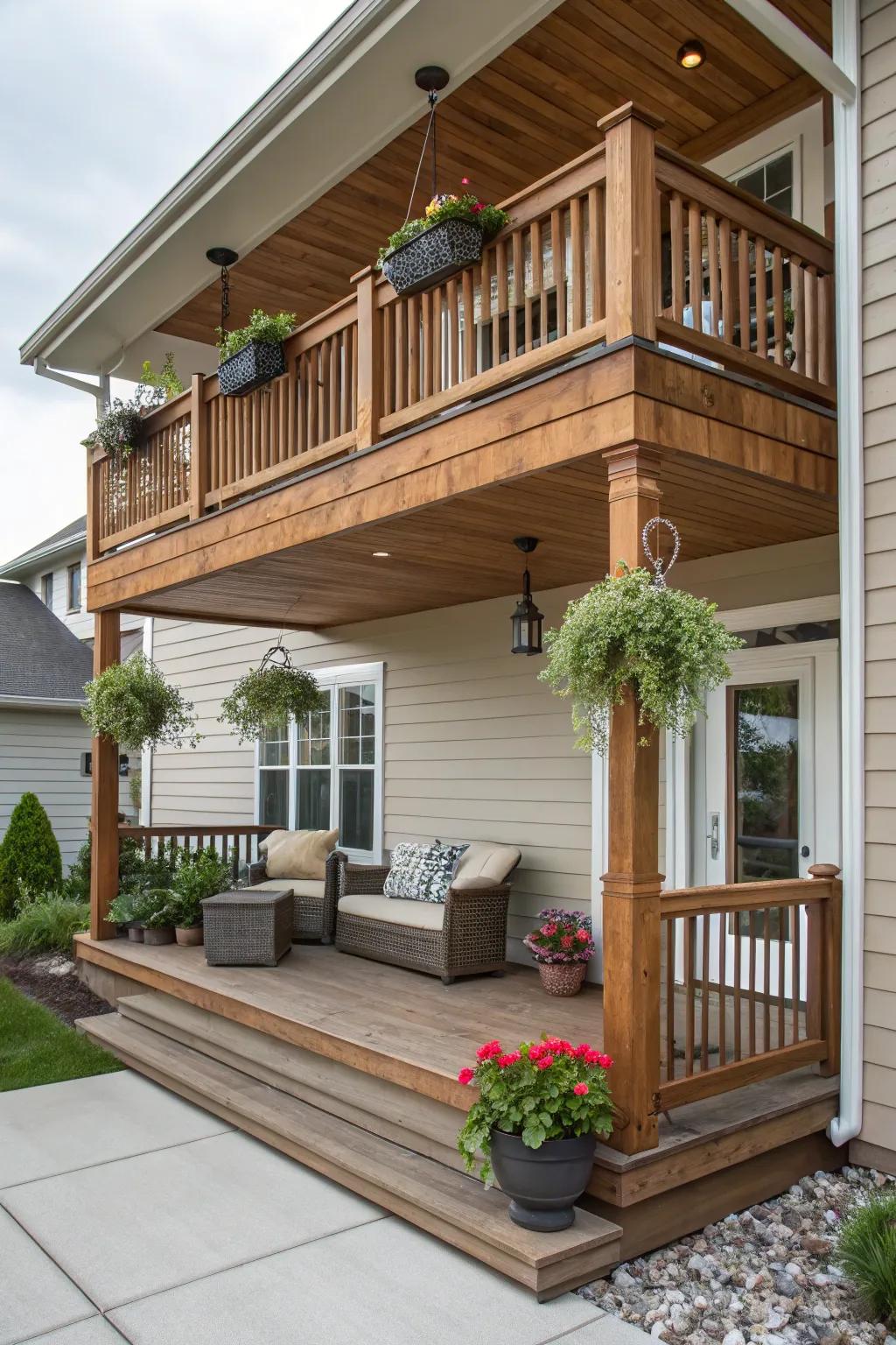An integrated balcony adds luxury and continuity.