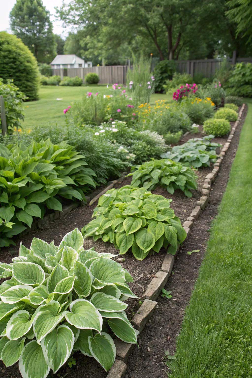 Leafy glories describe garden beds with lush green edges.